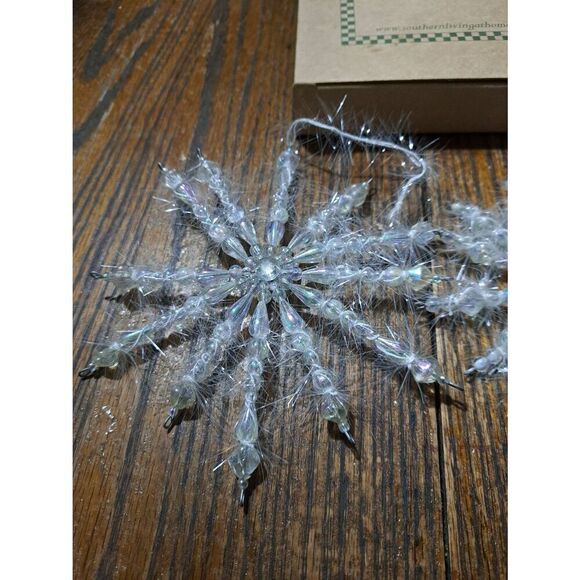 New Southern Living Home Bead Snowflake Magic Ornament Embellish Iridescent Whit - Picture 3 of 7